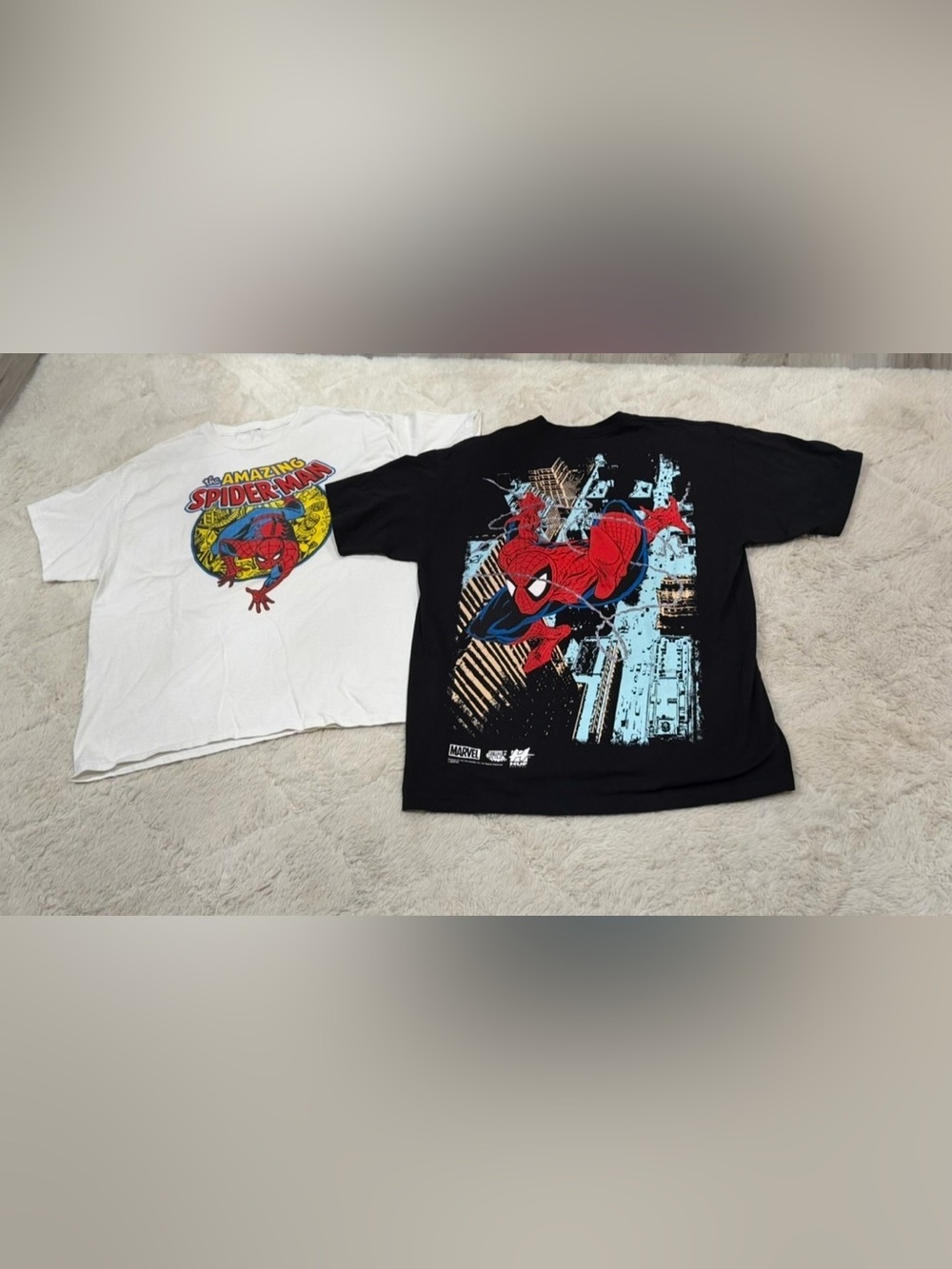 Marvel Spider-Man Graphic Short Sleeve Tees - Black & White with Red Accents